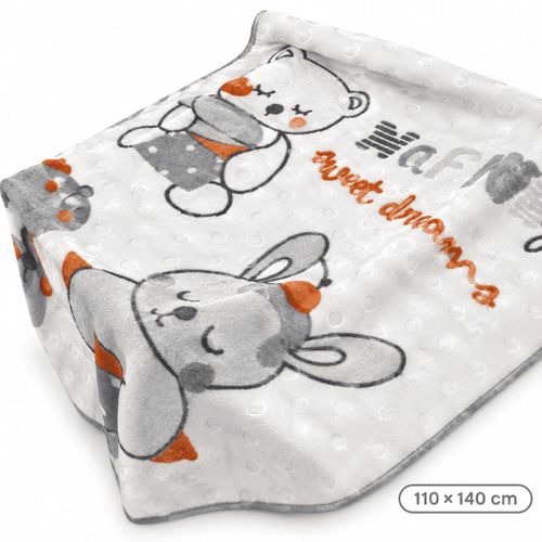 Couverture Bébé Douce et Confortable 110 x 140 cm – Plaid Enfant Motif Ourson – Couverture Chaude et Moelleuse pour Bébé et Enfant – Idéale Maison, Lit et Poussette