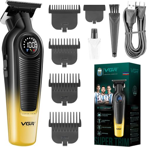 V-996 Super Trim Tondeuse Cheveux et Barbe Homme - Écran LED Digital, Lame Céramique Titanium, Rechargeable USB