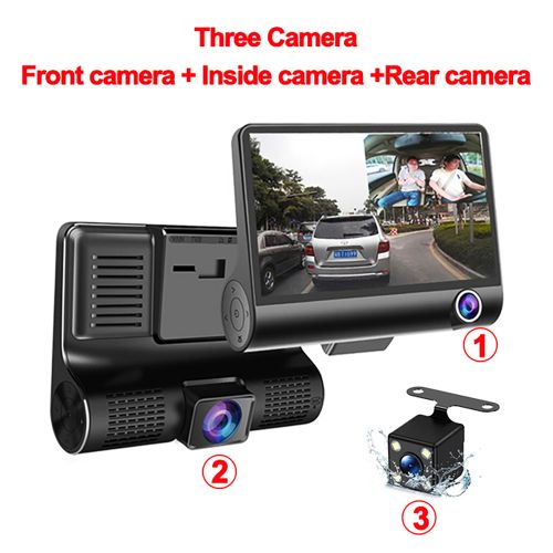 DVR Dashcam 1080P Dash Cam pour voiture Caméra à 3 objectifs pour véhicule