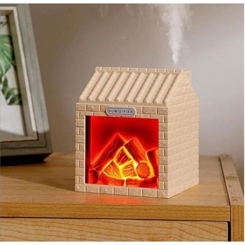 Humidificateur ultrasonique, silencieux, effet cheminée, capacité 200 ml, couleur marron foncé H9