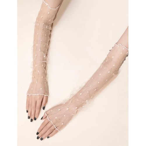 1 paire de gants sans doigts en treillis métallique doré minimaliste, décontractés pour le port quotidien