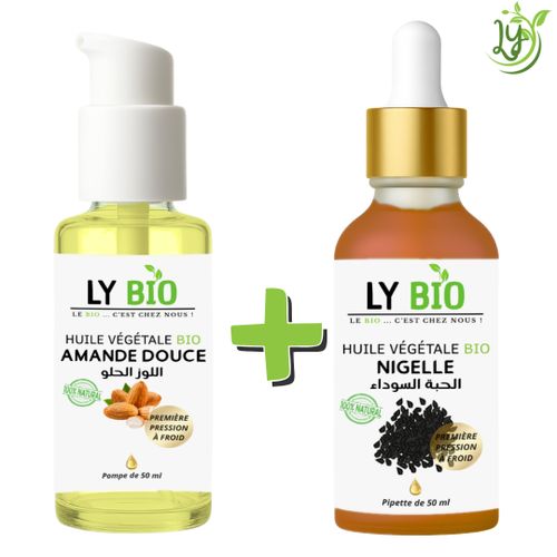 PACK HUILE AMANDE DOUCE 50ML - POMPE + HUILE NIGELLE 50ML - PIPETTE