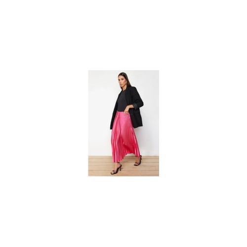 Pink Maxi Skirt with Satin Fabric - Pleated, Woven, TWOSS24ET00206