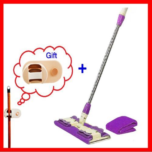 Ensemble de vadrouille de nettoyage avec chiffon en microfibre et support mural polyvalent