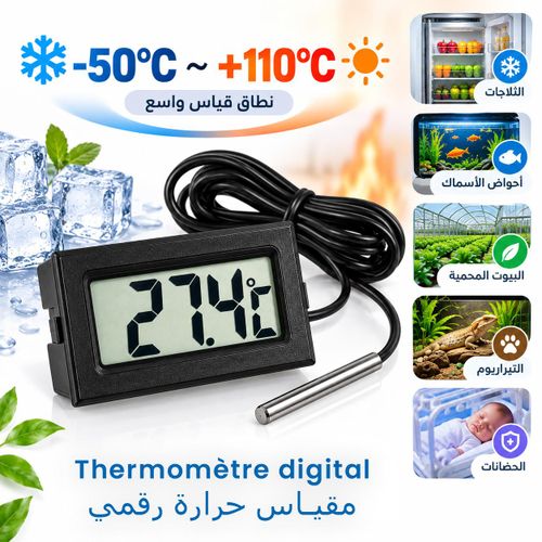 Thermomètre Numérique LCD avec Capteur à Câble 1m – Mesure -50°C à +110°C, Multi-Usage
