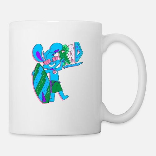 Dayglo gnarly surf bunny Mug, Haut Qualité