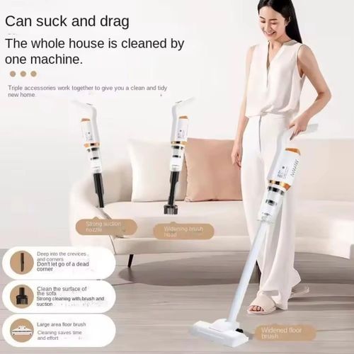 Aspirateur Balai Sans Fil Rechargeable 120W, Aspirateur à Main 4 en 1, Aspirateur Portable avec Accessoires, Batterie 2000mAh, Nettoyage Maison et Voiture