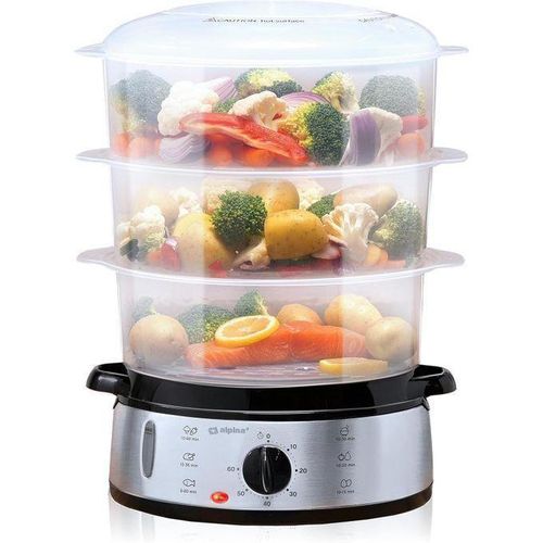 Cuiseur vapeur électrique à trois niveaux - BPA libre, en acier inoxydable, facile à nettoyer, pour repas sains