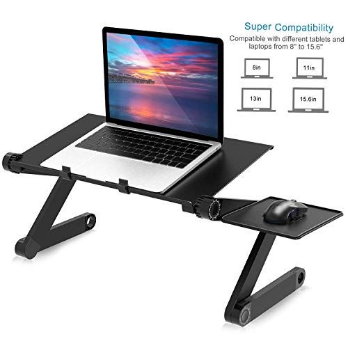 Table de Lit Pliable - Table Pliable en Alliage Aluminium Table de lit Compacte et Légère pour PC Portable, Plateau Support de Lecture inclinable pour canapé, Livre, Magazine et Petit Déjeuner