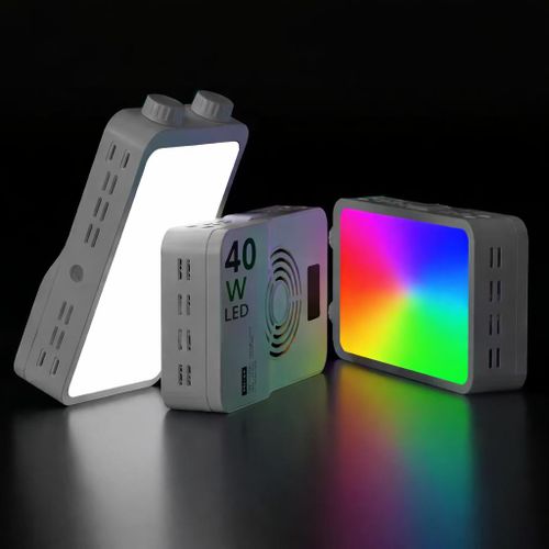 Projecteur LED RGB 40W Lumière Studio Portable avec Batterie Rechargeable