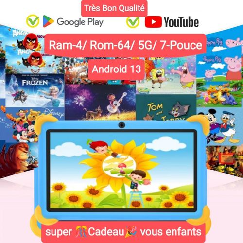 Tablette PC Ram 4G Rom 64Gb Android13 Écran HD 7Puc Caméra Wifi clavier