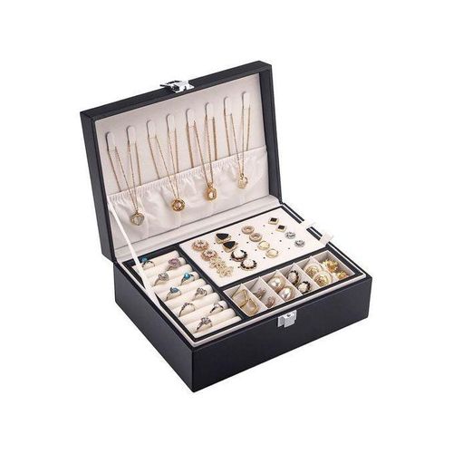 Boîte à Bijoux Verrouillables a 2 Couches, pour Boucles d'oreilles/Anneaux/Colliers