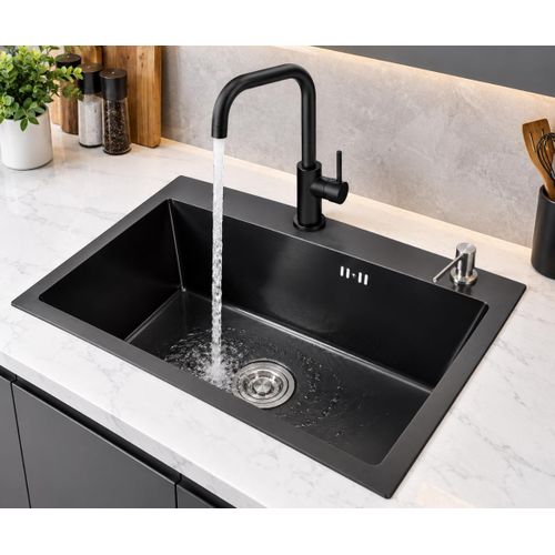 Evier lavabo cuisine avec mitigeur en inox handmade pour cuisine