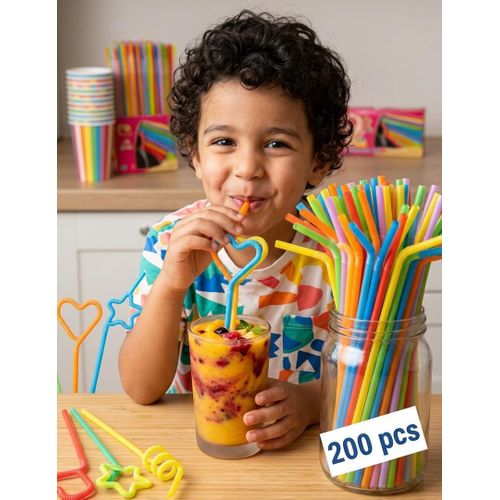 200 Pailles Multicolores pour Jus et Smoothies Flexibles et Pratiques