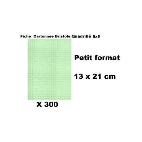 Bristol Lot Economique 300 Fiches Cartonnés Bristol Quadrillées-13 x 21cm-Vert