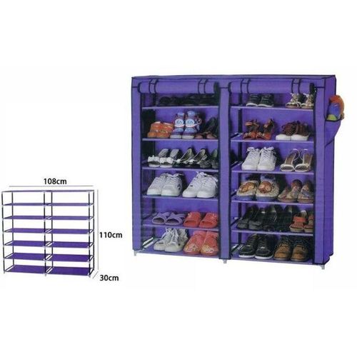 Meuble chaussures en tissu avec portes en acier 2 portes 6 tagres