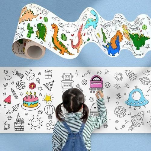 Rouleau de Papier Adhésif pour Enfants – Papier de Dessin, Coloriage, Graffiti et Bricolage Créatif