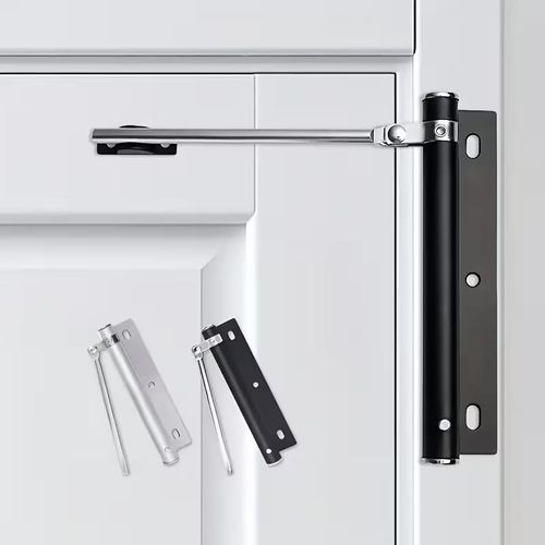 غالق باب أوتوماتيكي قابل للتعديل من الفولاذ المقاوم للصدأ – صامت وغير بارز – تركيب سطحي للأبواب الداخلية – يشمل البراغي والملحقات