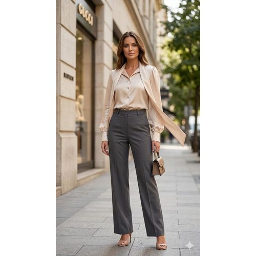 Chemise pour femme en satin avec col lavallière - Fabriquée en Turquie