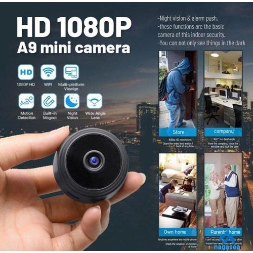 Mini caméra WiFi sans fil, Caméra surveillance HD 1080P, Détection mouvement, Vision nocturne, Caméra sécurité maison bureau