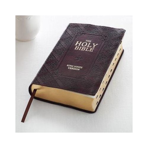 KJV Giant Print Faux Leather Pattern Dark Brown