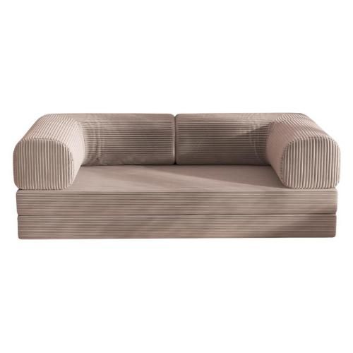 Canapé Lit Convertible 2 Places Velours Toffet (200 x 140 cm) - Mousse Haute Densité Déhoussable