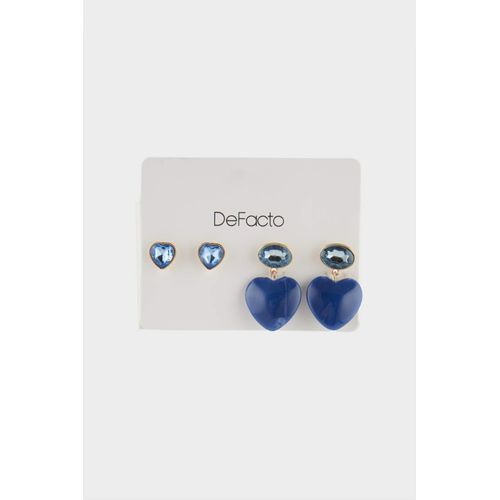 Lot de 2 Boucles d’oreilles avec cœur bleu pour femme
