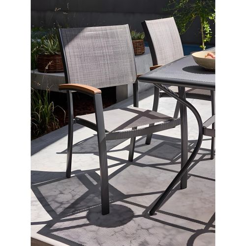 Chaise Empilable de Jardin - Structure Métal & Textilène - Confort Extérieur - Gris