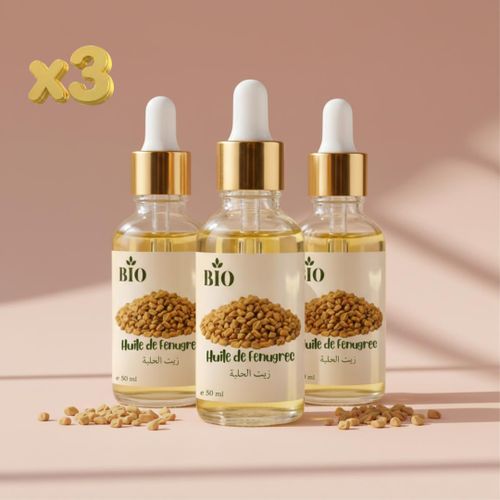 Pack x3 Huile de fenugrec 50 ml - Soin Naturel Hydratation Éclat