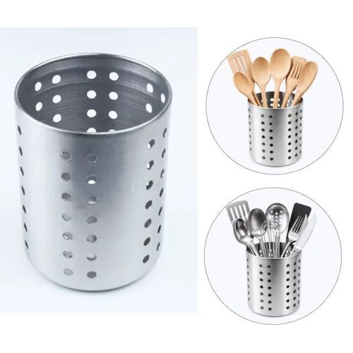 حامل أدوات المطبخ من الفولاذ المقاوم للصدأ – وعاء تخزين مثقب متعدد الوظائف للأدوات الخشبية أو المعدنية