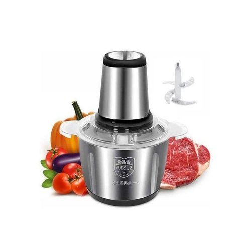 Hachoir Électrique Inox 304 2L 1500W, Hachoir à Viande et Légumes 2 Vitesses, Mixeur et Robot Culinaire Compact pour Cuisine Domestique