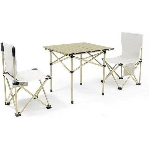 Pack Camping Premium - Table Pliable + 2 Chaises Ultra-Résistantes - Idéal pour Voyage, Pêche et Jardin.