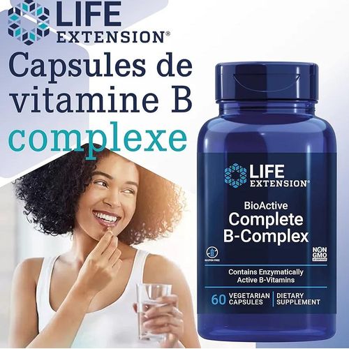 BioActive Complete B-Complex Complexe Complet de Vitamines B 60 Capsules vgtaliennes Vgtarien Sans Gluten Sans Soja Sans OGM