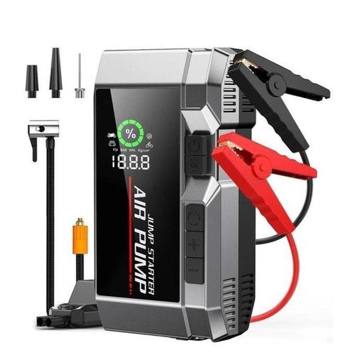 Démarreur portatif Voiture Portable 3000A 12V 5 en 1 avec Compresseur Air Digital – Gonfleur Pneus, Power Bank, Lampe LED & SOS
