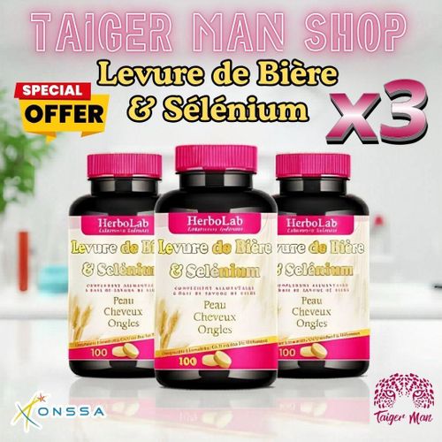 PACK DOUBLE 3 Bouteilles Comprimés de Levure de Bière & Sélénium, Pour prendre du poids et renforcer vos muscles - Pour prendre du poids et renforcer vos muscles, Poids, source de protéines et vitamines du complexe.