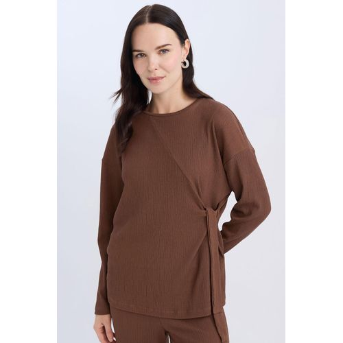 T-shirt à manches longues Coupe régulière Femme Marron