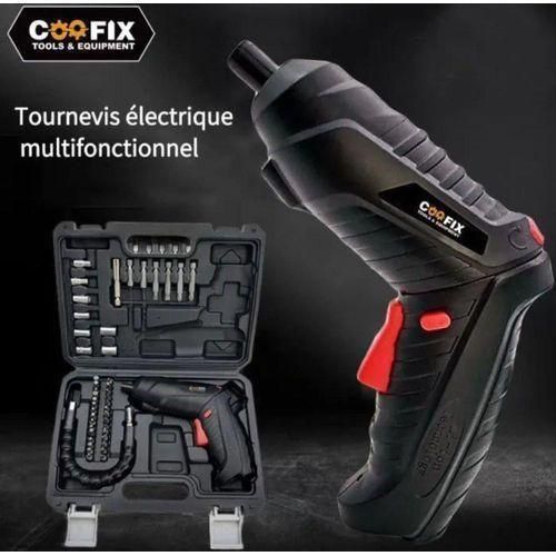 Visseuse sans fil avec 47 accessoires, lumière LED, câble de charge USB et valise