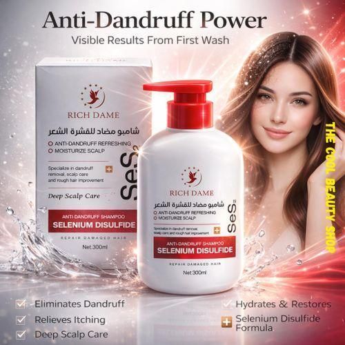 Shampoing Anti-pelliculaire à Disulfure de Sélénium - 300ml - Anti-pelliculaire Puissant, Réparation des Cheveux Abîmés & Soin du Cuir Chevelu