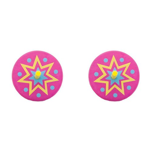 Toupie en Bois - Jouet Éducatif pour Enfants - Développement Moteur et Éveil - Rose Multicolore