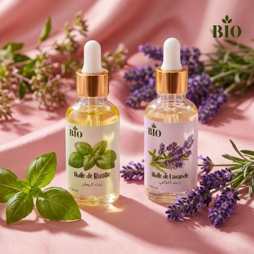 Huile de Basilic 50 ml Huile de Lavande 50 ml routine beauté