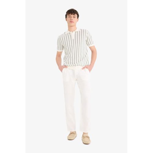 بنطلون كتان صيفي بقصة ساق مستقيمة ومقاس مريح