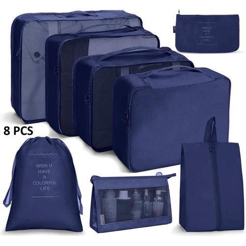 منظم حقيبة سفر مجموعة من 10 قطع من الأكياس وحقائب التخزين للسفر باللون الوردي للحقائب والسيارة والطائرة والقطار