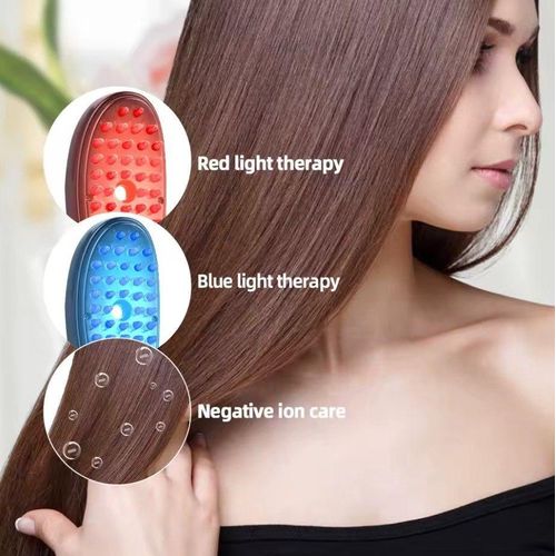 Brosse à cheveux et de massage, Brosse Électrique de Massage, Peigne Vibrant avec Lumière Rouge et Bleue, Brosse Rechargeable pour Massage et Soin des Cheveux