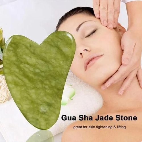 Gua sha Naturel pierre Jade pour Massage et Grattage Facial - Vert