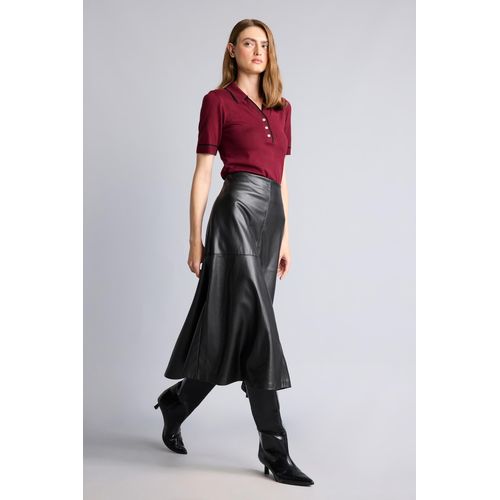 Jupe maxi trapèze taille haute en similicuir