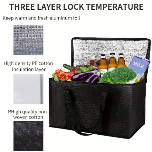 Grand sac d'épicerie isolé de capacité élevée, sac fourre-tout d'épicerie réutilisable