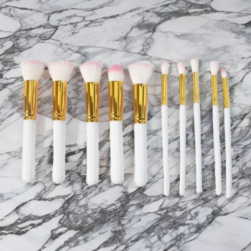 10 pinceaux maquillage professionel en blanc