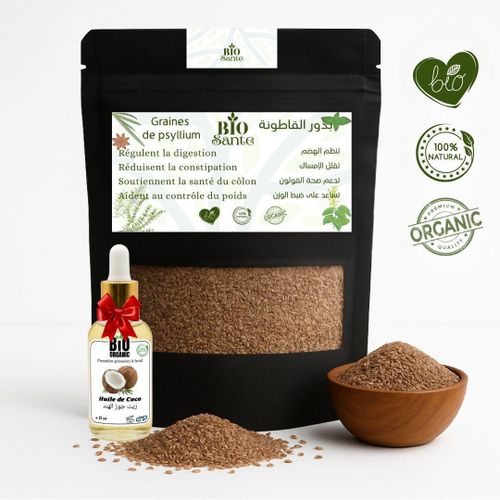 Graines de psyllium beldi confort intestinal quotidien 150 g + huile de Coco 15ml gratuit