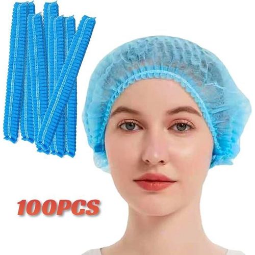 Lot de 100 Charlottes 21 Pouces–Bonnets de Protection Capillaire Non-Tissé – Filet Cheveux Hygiénique–Léger, Respirant et Élastique–Grand Format – Sécurité & Hygiène Professionnelle–Cuisine, Salon de Beauté, Spa, Médical, Hôpital, Laboratoire & Industrie