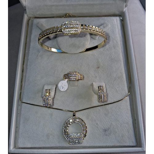 طقم مجوهرات مطلية بالذهب عيار 14K، عالية الجودة